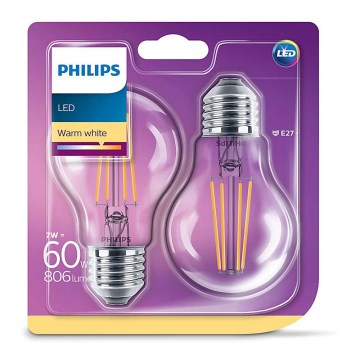 LOT 2x Ampoule LED VINTAGE Philips E27/7W/230V 2700K